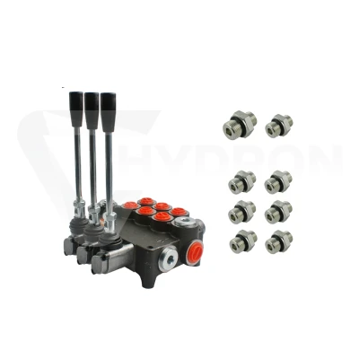 Rozdzielacz hydrauliczny 3 sekcyjny 80L w zestawie z przyłączami