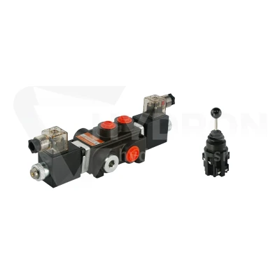 Rozdzielacz hydrauliczny 1 sekcyjny 40L/min sterowany elektrycznie 24V w zestawie z joystickiem elektrycznym 5 pozycyjnym