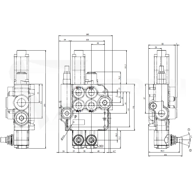 Rozdzielacz hydrauliczny 2 sekcyjny 80L oryginalny do łuparki do drewna