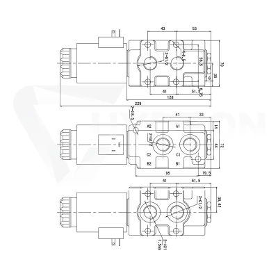 Elektrozawór dzielnik hydrauliczny 6/2 90L sterowany elektrycznie 12V (do tura)