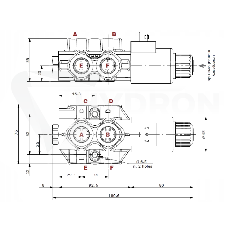 Zestaw hydrauliczny 3 sekcyjny: rozdzielacz 60L + elektrozawór 6/2 + joystick z jednym przyciskiem + dwie linki 1,5m