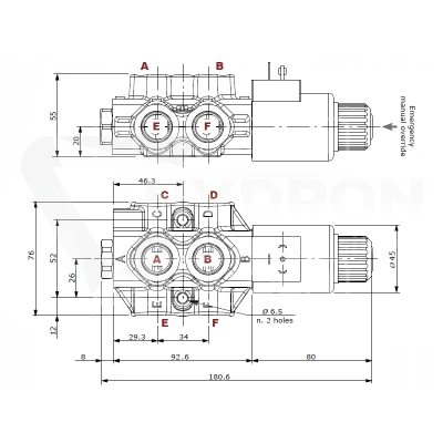 Zestaw hydrauliczny 4 sekcyjny: rozdzielacz 60L + dwa elektrozawory 6/2 + joystick z dwoma przyciskami + dwie linki 3m