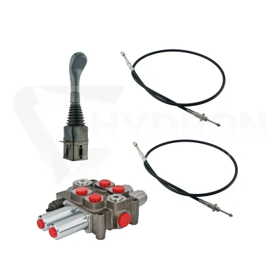 Zestaw hydrauliczny 2 sekcyjny: rozdzielacz 90L z sekcją pływającą + joystick bez przycisków + dwie linki 2,5m