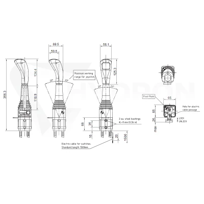 Zestaw hydrauliczny 2 sekcyjny: rozdzielacz 120L + joystick bez przycisków + dwie linki 1,5m