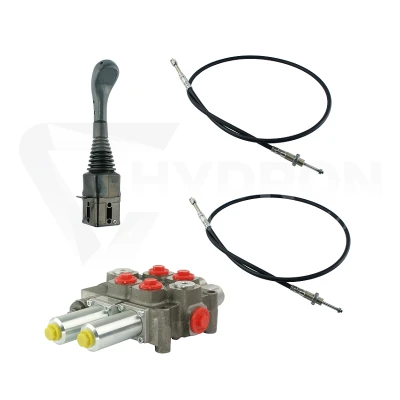 Zestaw hydrauliczny 2 sekcyjny: rozdzielacz 120L z sekcją pływającą + joystick bez przycisków + dwie linki 2m