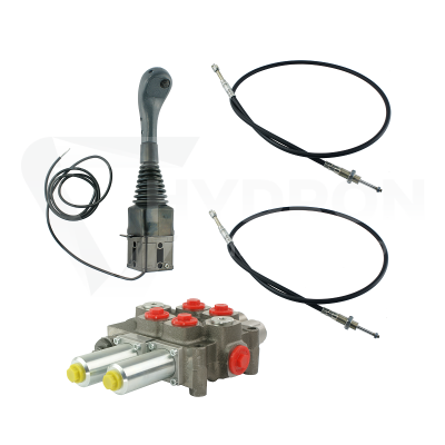 Przejdź do produktu Zestaw hydrauliczny 2 sekcyjny: rozdzielacz 120L + joystick z jednym przyciskiem + dwie linki 1m
