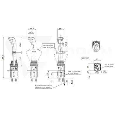 Zestaw hydrauliczny 2 sekcyjny: rozdzielacz 120L + joystick z jednym przyciskiem + dwie linki 1m