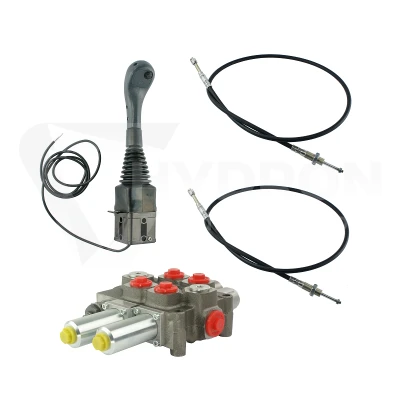 Zestaw hydrauliczny 2 sekcyjny: rozdzielacz 120L + joystick z jednym przyciskiem + dwie linki 2,5m
