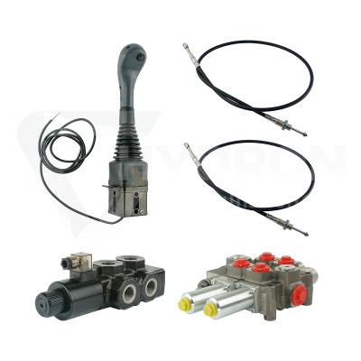 Przejdź do produktu Zestaw hydrauliczny 3 sekcyjny: rozdzielacz 120L z sekcją pływającą + elektrozawór 6/2 + joystick z jednym przyciskiem + dwie linki 2m