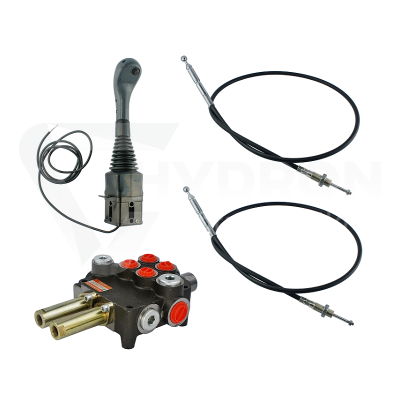 Przejdź do produktu Zestaw hydrauliczny 2 sekcyjny: rozdzielacz 80L z sekcją pływającą + joystick z jednym przyciskiem + dwie linki 1m