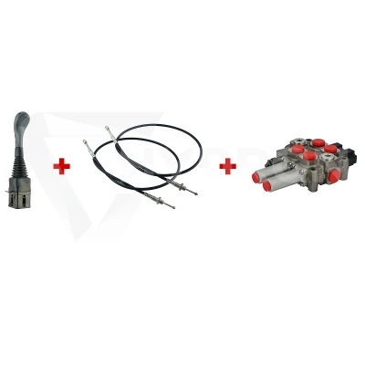 Zestaw hydrauliczny 2 sekcyjny: rozdzielacz 60L + joystick bez przycisków + dwie linki 1,5m