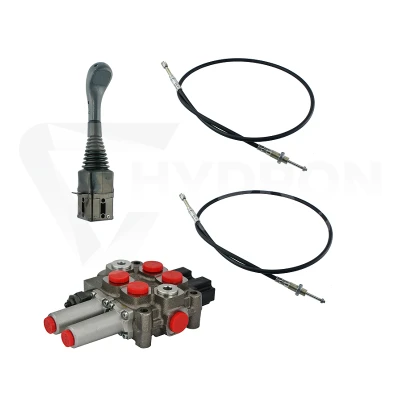 Zestaw hydrauliczny 2 sekcyjny: rozdzielacz 60L z sekcją pływającą + joystick bez przycisków + dwie linki 2,5m