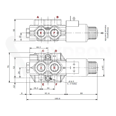 Zestaw hydrauliczny 3 sekcyjny: rozdzielacz 60L z sekcją pływającą + elektrozawór 6/2 + joystick z jednym przyciskiem + dwie linki 1m