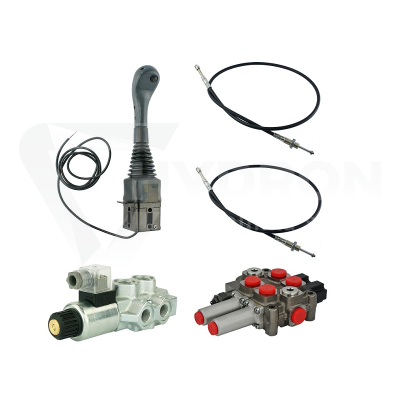 Przejdź do produktu Zestaw hydrauliczny 3 sekcyjny: rozdzielacz 60L + elektrozawór 6/2 + joystick z jednym przyciskiem + dwie linki 3m