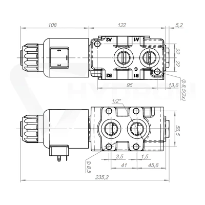 Zestaw hydrauliczny 3 sekcyjny: rozdzielacz 80L z sekcją pływającą + elektrozawór 6/2 + joystick z jednym przyciskiem + dwie linki 2m