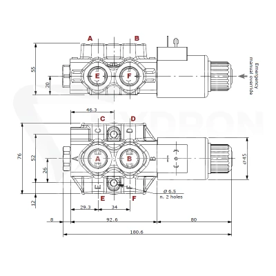 Zestaw hydrauliczny 4 sekcyjny: rozdzielacz 60L z sekcją pływającą + dwa elektrozawory 6/2 + joystick z dwoma przyciskami + dwie linki 3m