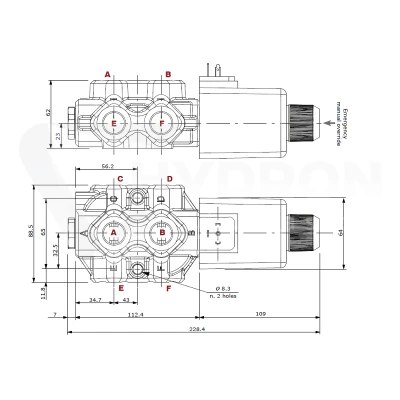 Zestaw hydrauliczny 3 sekcyjny: rozdzielacz 90L z sekcją pływającą + elektrozawór 6/2 + joystick z jednym przyciskiem + dwie linki 1,5m
