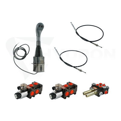 Przejdź do produktu Zestaw hydrauliczny 4 sekcyjny: rozdzielacz 40L + dwa elektrozawory 6/2 + joystick z dwoma przyciskami + dwie linki 1m