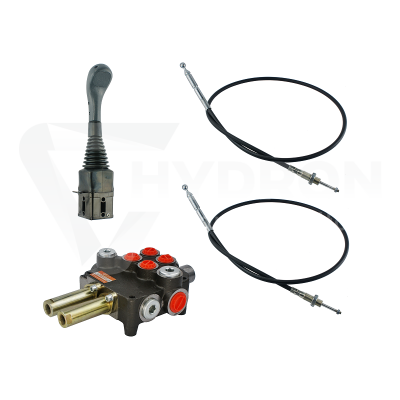 Przejdź do produktu Zestaw hydrauliczny 2 sekcyjny: rozdzielacz 80L + joystick bez przycisków + dwie linki 1m