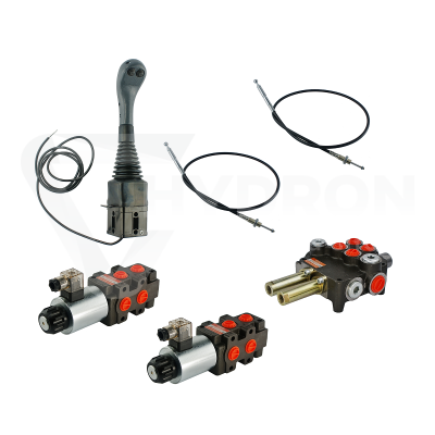 Przejdź do produktu Zestaw hydrauliczny 4 sekcyjny: rozdzielacz 80L z sekcją pływającą + dwa elektrozawory 6/2 + joystick z dwoma przyciskami + dwie linki 3m