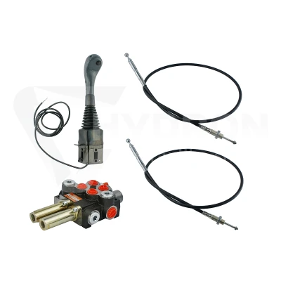 Zestaw hydrauliczny 2 sekcyjny: rozdzielacz 40L + joystick z jednym przyciskiem + dwie linki 3m