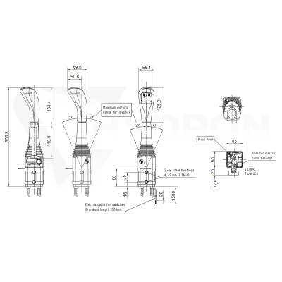 Zestaw hydrauliczny 4 sekcyjny: rozdzielacz 40L z sekcją pływającą + dwa elektrozawory 6/2 + joystick z dwoma przyciskami + dwie linki 3m