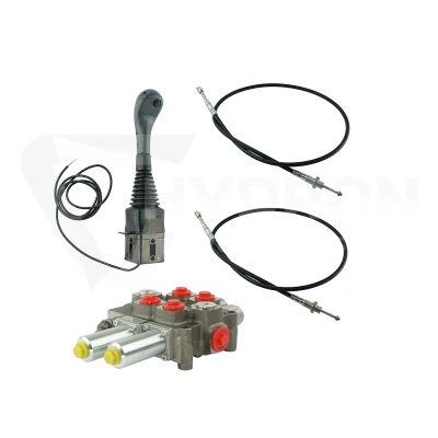 Zestaw hydrauliczny 2 sekcyjny: rozdzielacz 120L z sekcją pływającą + joystick z jednym przyciskiem + dwie linki 1m