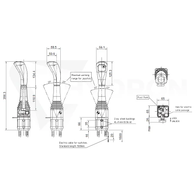 Zestaw hydrauliczny 3 sekcyjny: rozdzielacz 120L + elektrozawór 6/2 + joystick z jednym przyciskiem + dwie linki 1,5m