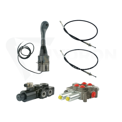 Przejdź do produktu Zestaw hydrauliczny 3 sekcyjny: rozdzielacz 120L z sekcją pływającą + elektrozawór 6/2 + joystick z jednym przyciskiem + dwie linki 1,5m