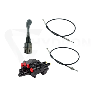 Zestaw hydrauliczny 2 sekcyjny: rozdzielacz 80L z sekcją pływającą + joystick bez przycisków + dwie linki 3m