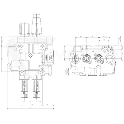 Zestaw hydrauliczny 2 sekcyjny: rozdzielacz 80L z sekcją pływającą + joystick z jednym przyciskiem + dwie linki 1,5m