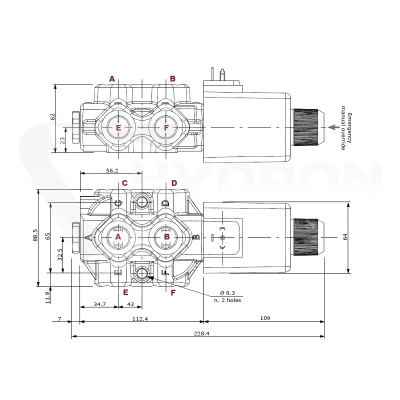 Zestaw hydrauliczny 3 sekcyjny: rozdzielacz 80L z sekcją pływającą + elektrozawór 6/2 + joystick z jednym przyciskiem + dwie linki 2,5m