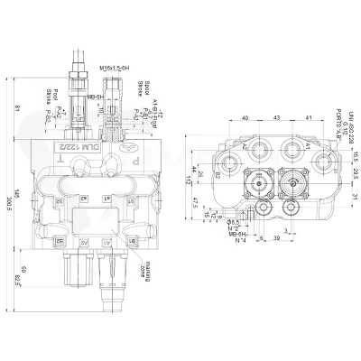 Zestaw hydrauliczny 4 sekcyjny: rozdzielacz 80L z sekcją pływającą + dwa elektrozawory 6/2 + joystick z dwoma przyciskami + dwie linki 1,5m