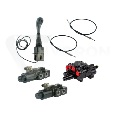 Przejdź do produktu Zestaw hydrauliczny 4 sekcyjny: rozdzielacz 80L z sekcją pływającą + dwa elektrozawory 6/2 + joystick z dwoma przyciskami + dwie linki 2,5m
