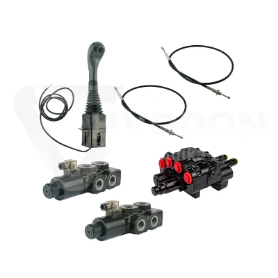 Zestaw hydrauliczny 4 sekcyjny: rozdzielacz 80L z sekcją pływającą + dwa elektrozawory 6/2 + joystick z dwoma przyciskami + dwie linki 2,5m