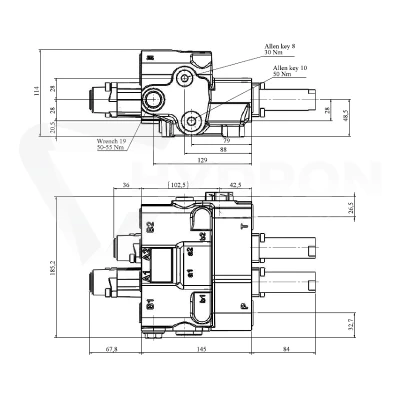 Rozdzielacz hydrauliczny 2 sekcyjny oryginalny do ładowacza czołowego (SDM122)