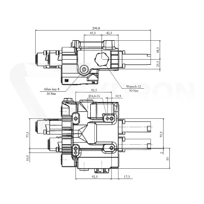 Rozdzielacz hydrauliczny 2 sekcyjny oryginalny do ładowacza czołowego (SDM122)