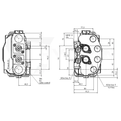 Rozdzielacz hydrauliczny 2 sekcyjny oryginalny do ładowacza czołowego (SDM122)