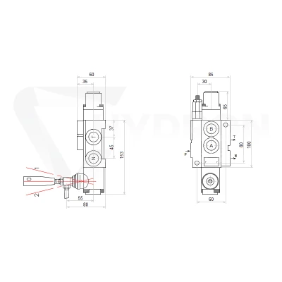 Rozdzielacz hydrauliczny 1 sekcyjny 40L z zatrzaskiem w jedną stronę do przodu