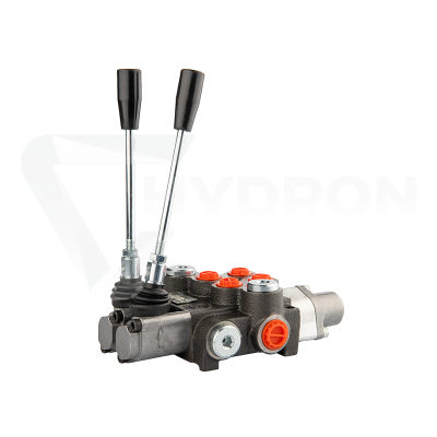 Przejdź do produktu Rozdzielacz hydrauliczny 2 sekcyjny 40L jedna sekcja z zatrzaskiem w jedną stronę do przodu