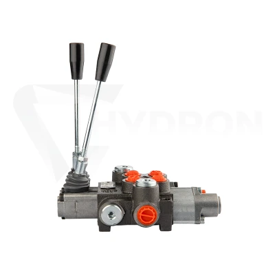 Rozdzielacz hydrauliczny 2 sekcyjny 40L jedna sekcja z zatrzaskiem w jedną stronę do przodu