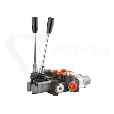 Przejdź do produktu Rozdzielacz hydrauliczny 2 sekcyjny 40L jedna sekcja z zatrzaskiem w jedną stronę do przodu