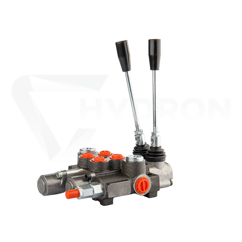 Rozdzielacz hydrauliczny 2 sekcyjny 40L jedna sekcja z zatrzaskiem w jedną stronę do przodu