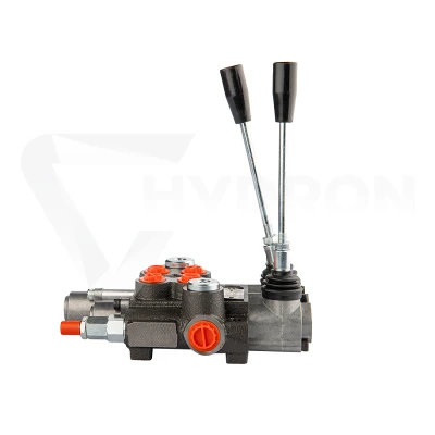 Rozdzielacz hydrauliczny 2 sekcyjny 40L jedna sekcja z zatrzaskiem w jedną stronę do przodu