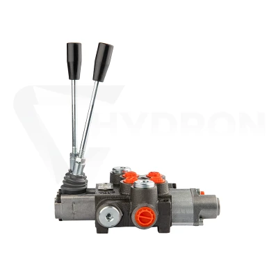 Rozdzielacz hydrauliczny 2 sekcyjny 40L jedna sekcja z zatrzaskiem w jedną stronę do przodu