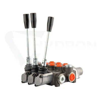 Rozdzielacz hydrauliczny 3 sekcyjny 40L jedna sekcja z zatrzaskiem w jedną stronę do przodu