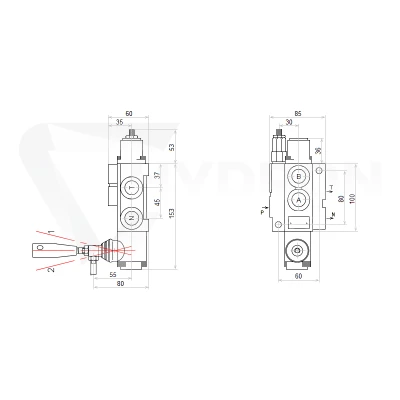 Rozdzielacz hydrauliczny 1 sekcyjny 40L z kompletem miękkich szybkozłączy gniazd Euro