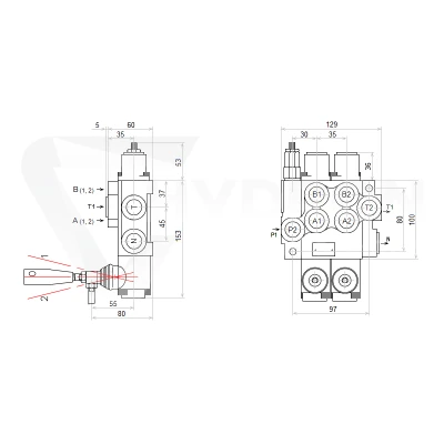 Rozdzielacz hydrauliczny 2 sekcyjny 40L z kompletem miękkich szybkozłączy gniazd Euro