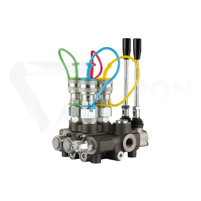 Rozdzielacz hydrauliczny 2 sekcyjny 80L z kompletem miękkich szybkozłączy gniazd Euro