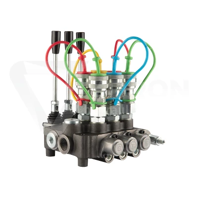 Rozdzielacz hydrauliczny 3 sekcyjny 80L z kompletem miękkich szybkozłączy gniazd Euro
